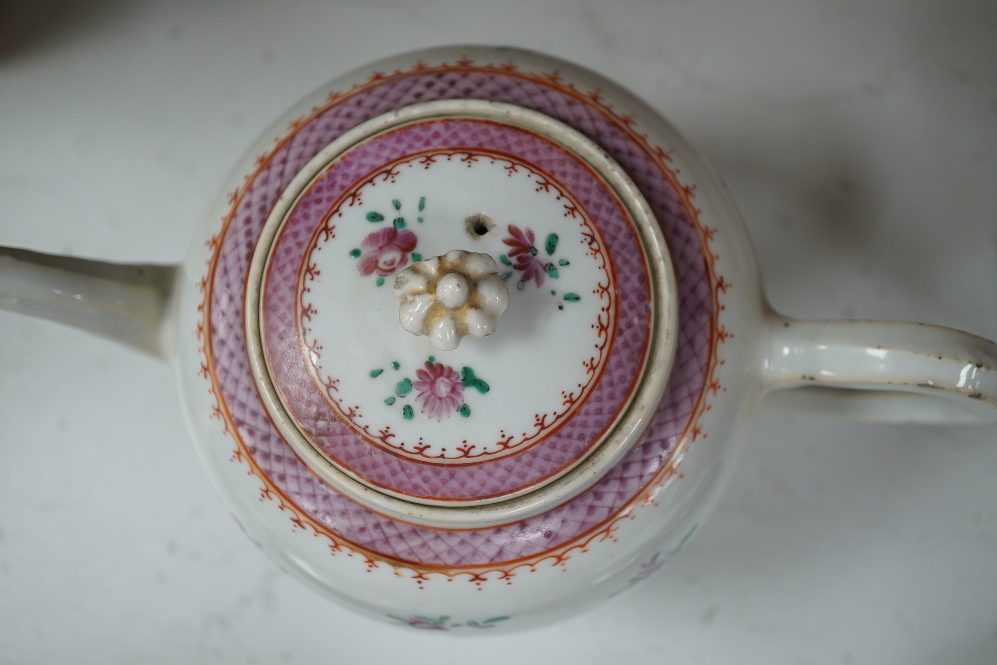 A group of 18th/early 19th century Chinese export ceramics, largest 23cm diameter. Condition - poor